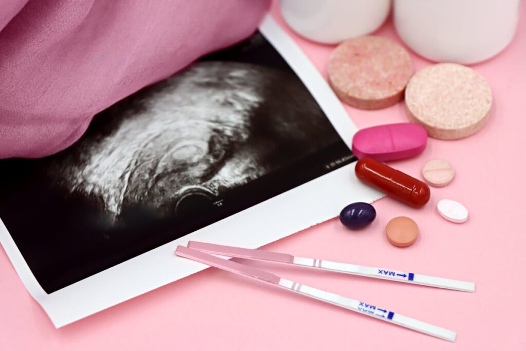 Pregnancy Test with Ultrasound and Supplements