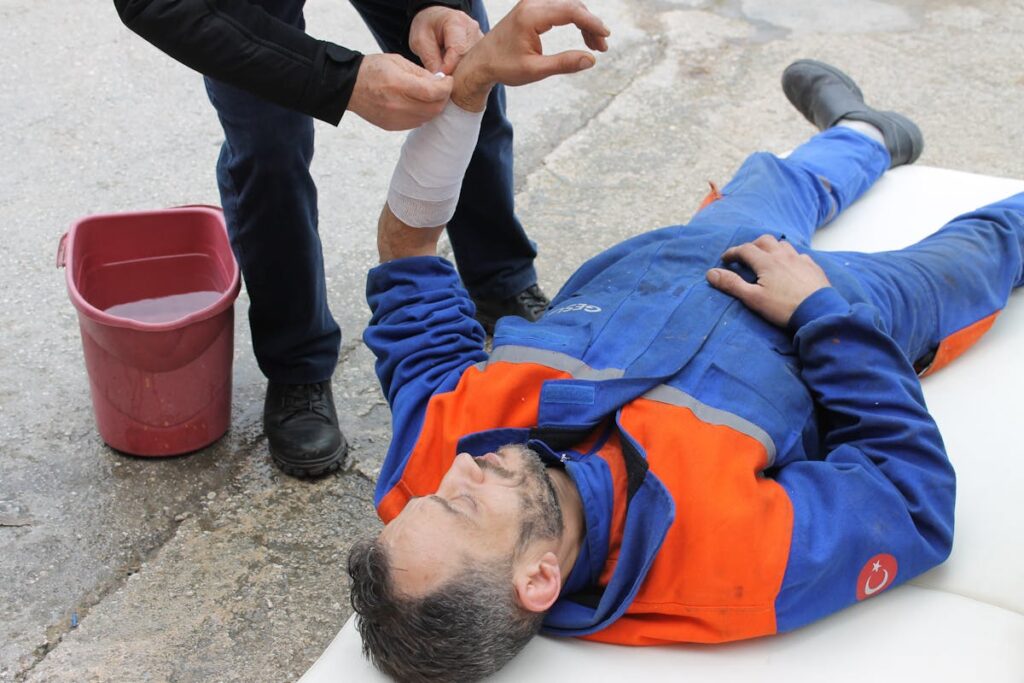 A man is having an Accident