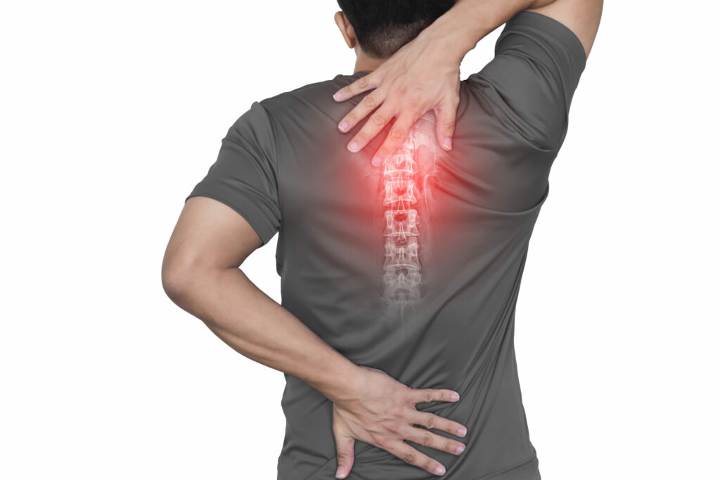The man has back pain and bone pain.